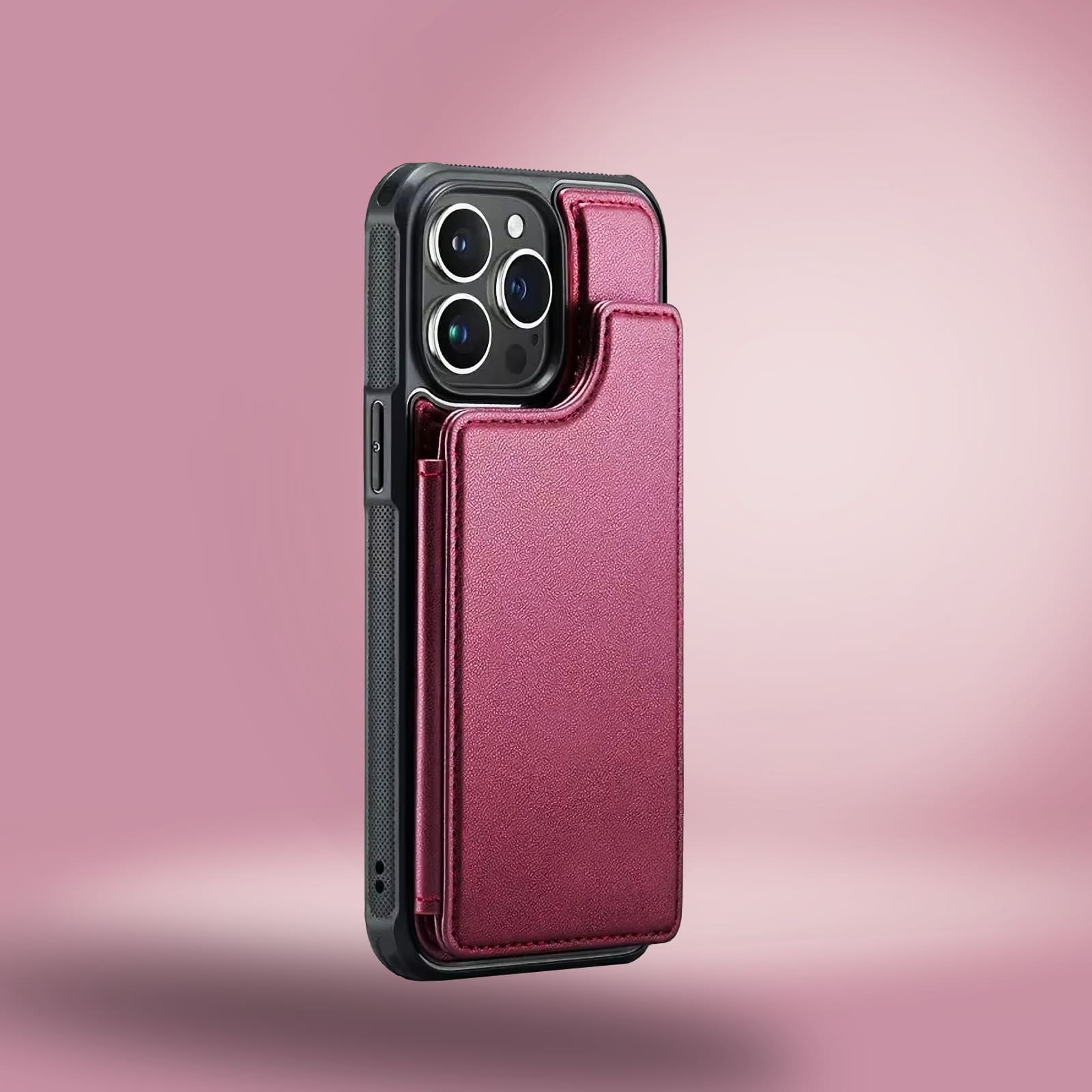 alt="Coque en cuir rose pour iphone anti-choc TPU souple haute qualitée protection ecrant et camera"